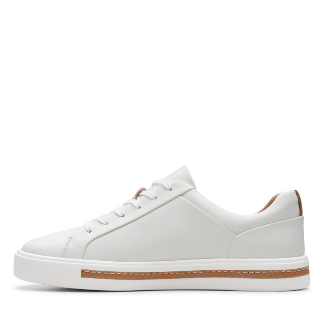 White - Lifestyle - Clarks Womens-Ladies Un Maui Lace Leather Trainers
