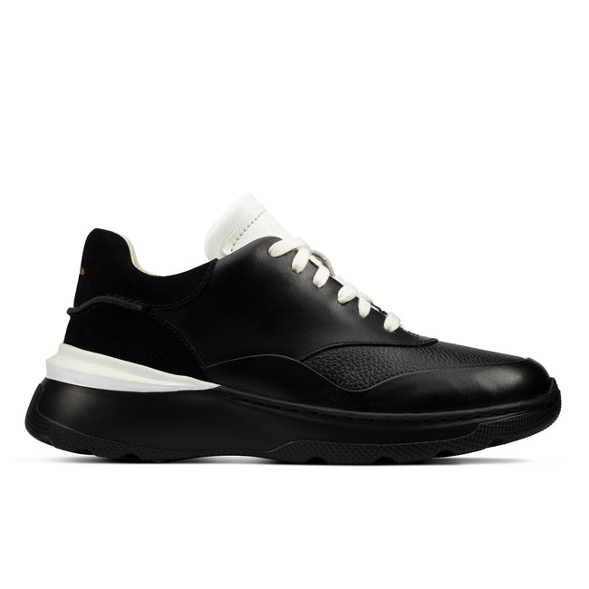 Black - Back - Clarks Womens-Ladies Sprint Lite Lace Leather Trainers