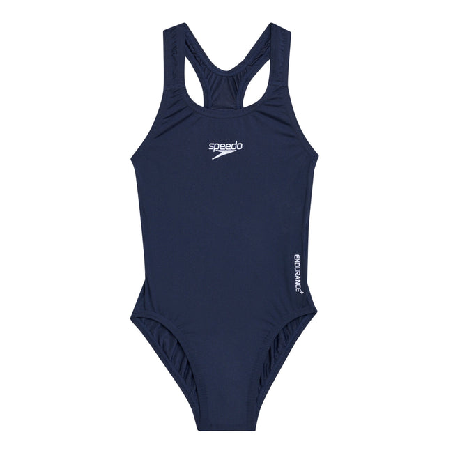 Navy - Front - Speedo Girls Medalist Eco Endurance+ One Piece Swimsuit