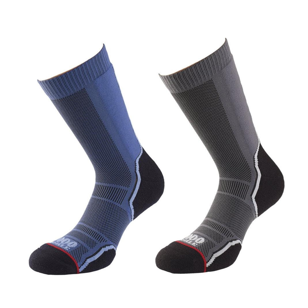 Navy-Grey-Black - Front - 1000 Mile Womens-Ladies Trek Socks (Pack of 2)