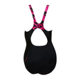 Black-Pink - Back - Speedo Womens-Ladies Muscleback Logo One Piece Swimsuit