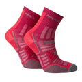 Magenta-Grey Marl - Pack Shot - Hilly Womens-Ladies Twin Skin Ankle Socks