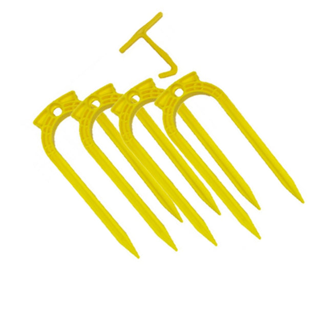 Yellow - Side - Carta Sport Plastic U-Shaped Football Ground Anchor (Pack of 4)