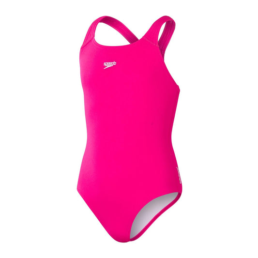 Pink - Front - Speedo Girls Medalist Endurance+ One Piece Swimsuit