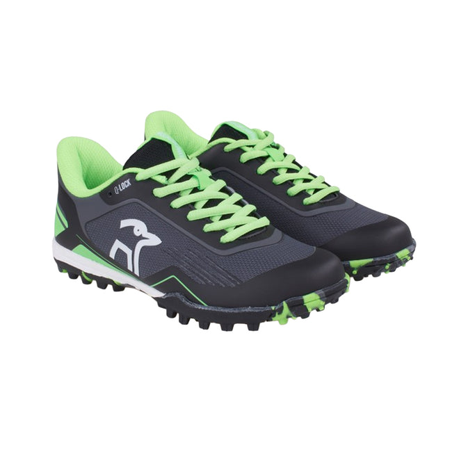 Black-Lime - Front - Kookaburra Childrens-Kids 2024 Orbit Hockey Shoes
