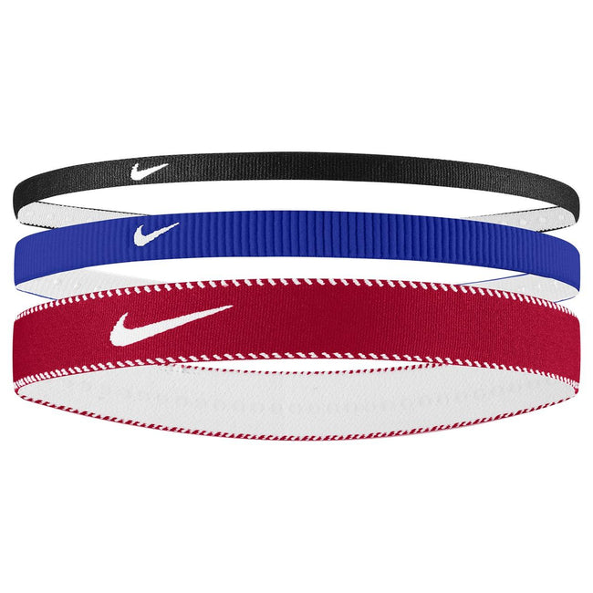 Red-Blue-Black - Front - Nike Classic Mixed Flexible Headband (Pack of 3)