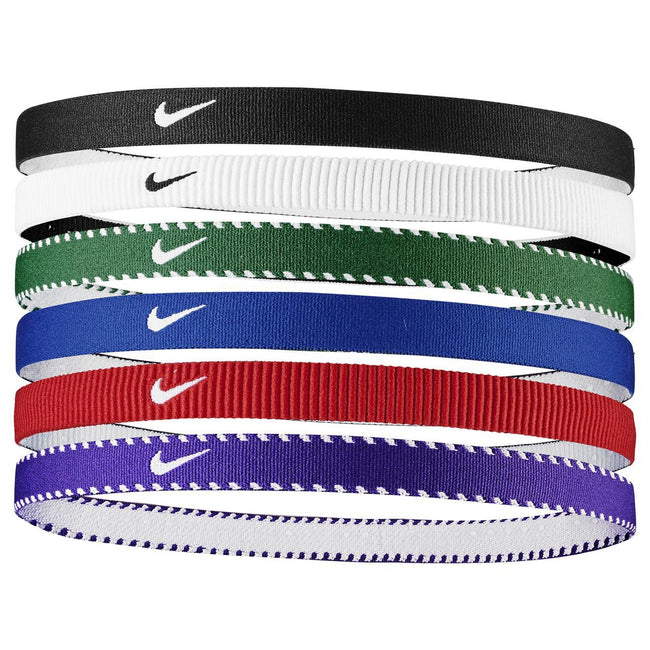 Royal Blue-Red - Front - Nike Flexible Classic Hairband (Pack of 6)