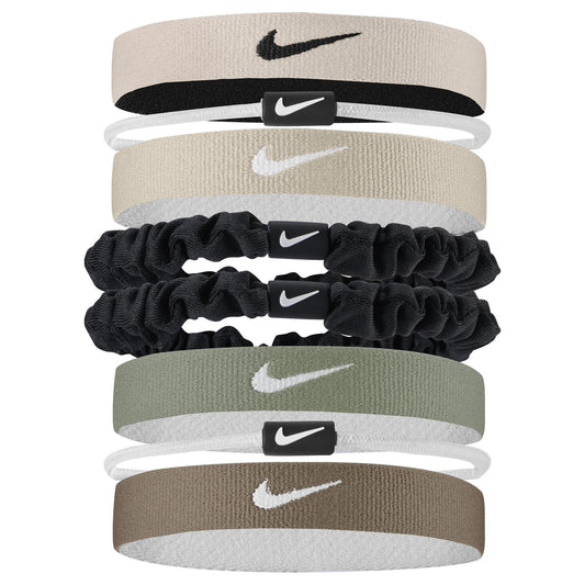Pink-White - Front - Nike Mixed Flexible Classic Hair Tie (Pack of 8)