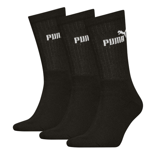 Black - Front - Puma Unisex Adult Crew Socks (Pack of 3)