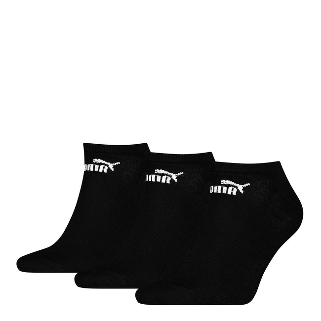 Black - Front - Puma Unisex Adult Logo Trainer Socks (Pack of 3)