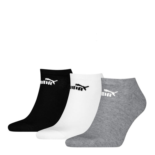 Black-White-Grey - Front - Puma Unisex Adult Logo Trainer Socks (Pack of 3)