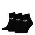 Black - Front - Puma Unisex Adult Quarter Ankle Socks (Pack of 3)