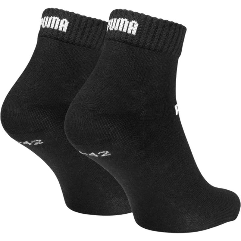 Black - Back - Puma Unisex Adult Quarter Ankle Socks (Pack of 3)