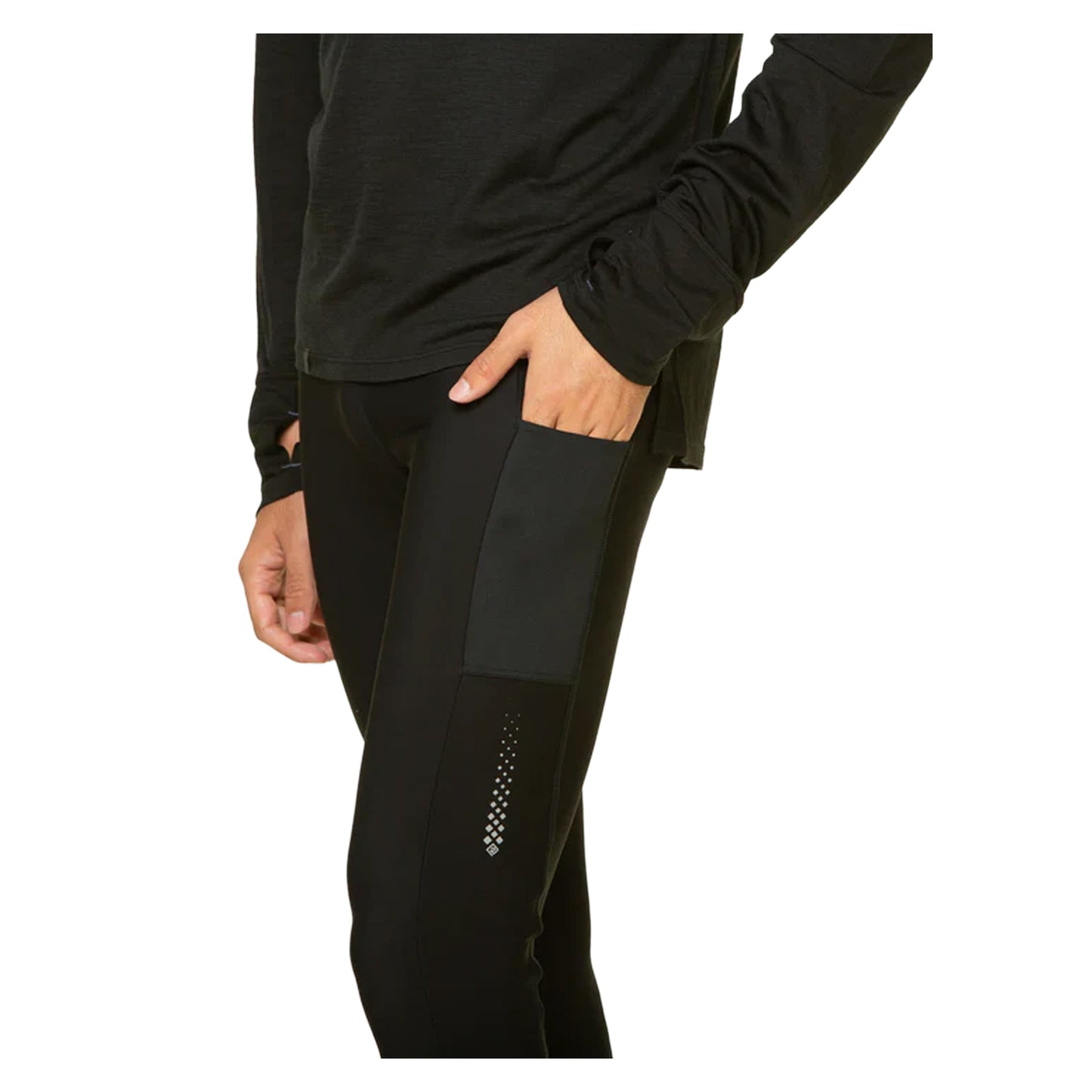 Black - Side - Ronhill Mens Tech Tight Winter Thermal Bottoms