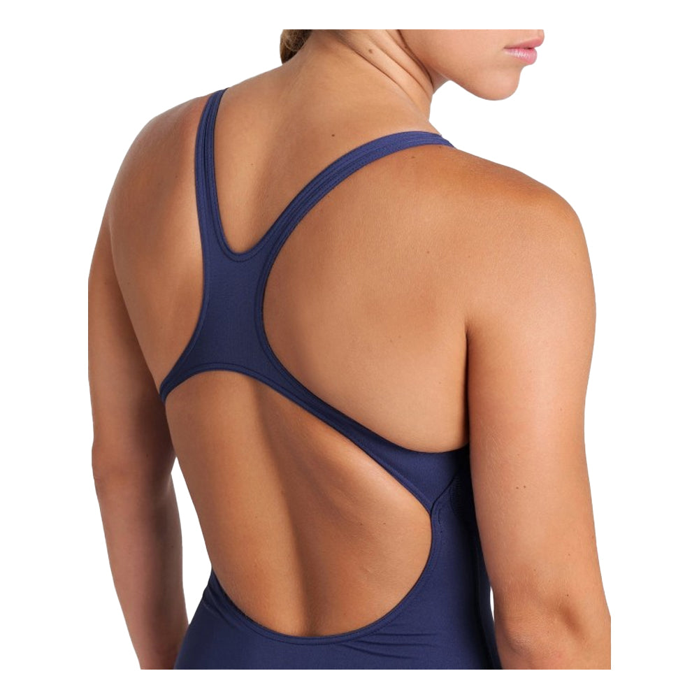 Navy-White - Side - Arena Womens-Ladies Pro Solid Swimming One Piece Swimsuit