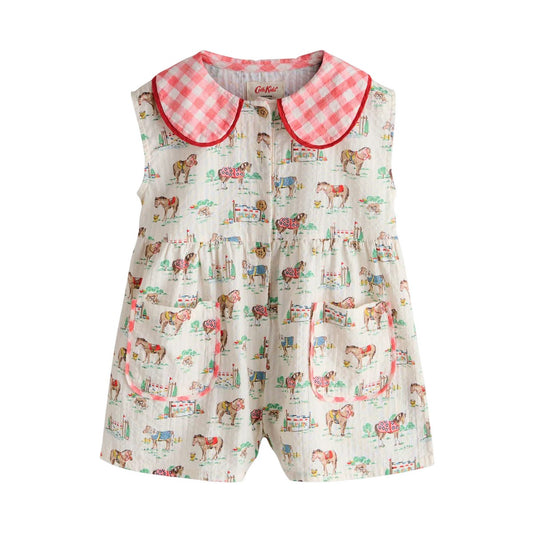 Cream - Front - Cath Kidston Girls Horse Show Playsuit