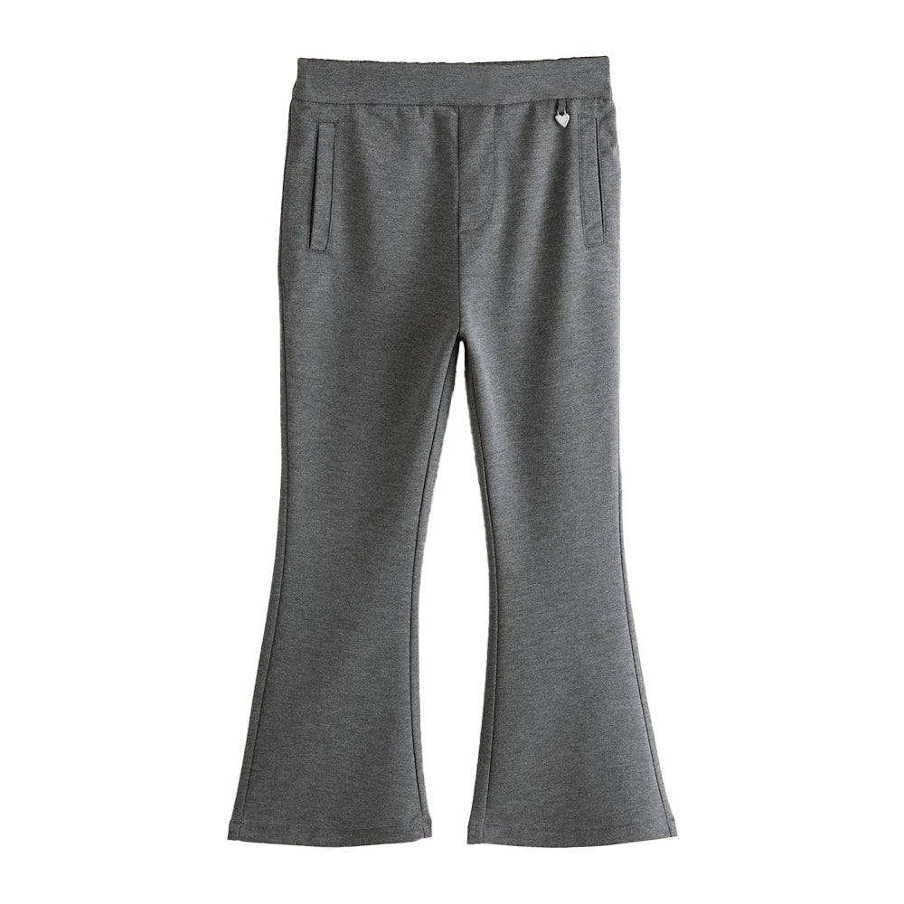Grey - Side - Clarks Girls Flared School Trousers (Pack of 2)