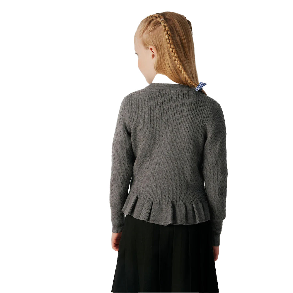 Grey - Lifestyle - Clarks Girls Cable Knit Frill Cardigan