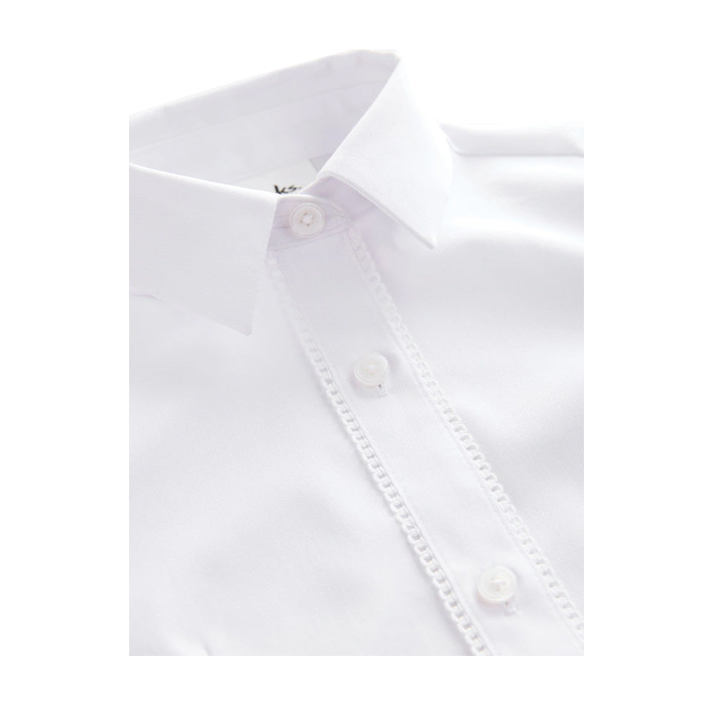 White - Lifestyle - Clarks Girls Fitted Long-Sleeved School Shirt (Pack of 3)