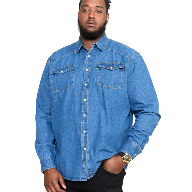 Stonewash - Side - Duke Mens D555 Western Denim Kingsize Shirt