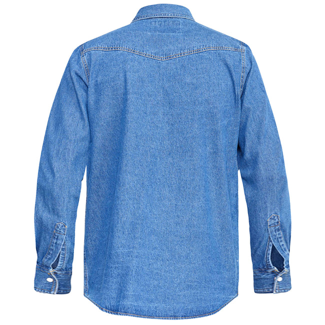 Stonewash - Back - Duke Mens D555 Western Denim Kingsize Shirt