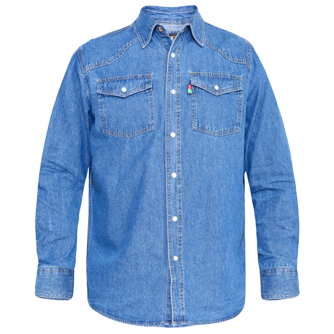 Stonewash - Front - Duke Mens D555 Western Denim Kingsize Shirt