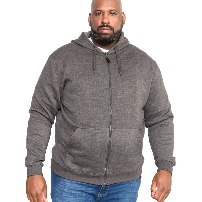 Grey - Side - Duke Mens D555 Rockford Cantor Heavyweight Kingsize Full Zip Hoodie