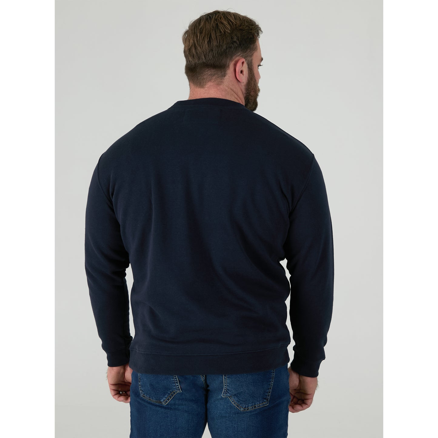 Navy - Close up - Duke Mens D555 Sweat Rockford Crew Neck Kingsize Jumper