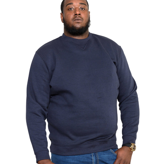 Navy - Side - Duke Mens D555 Sweat Rockford Crew Neck Kingsize Jumper