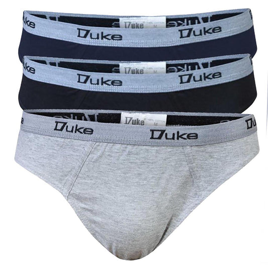 Black-Grey-Navy - Front - Duke Mens D555 London Kingsize Briefs (Pack of 3)