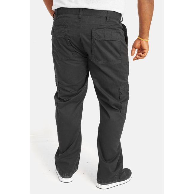 Black - Pack Shot - Duke London Mens Cotton Cargo Trousers