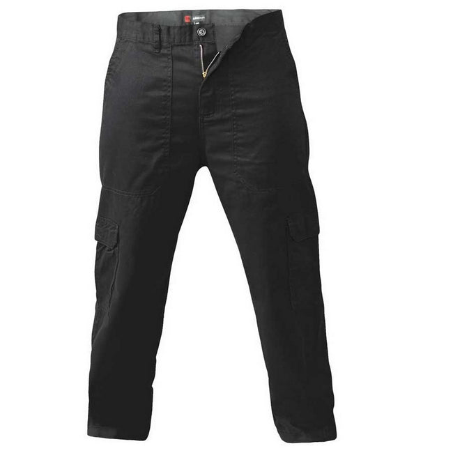 Black - Front - Duke London Mens Cotton Cargo Trousers