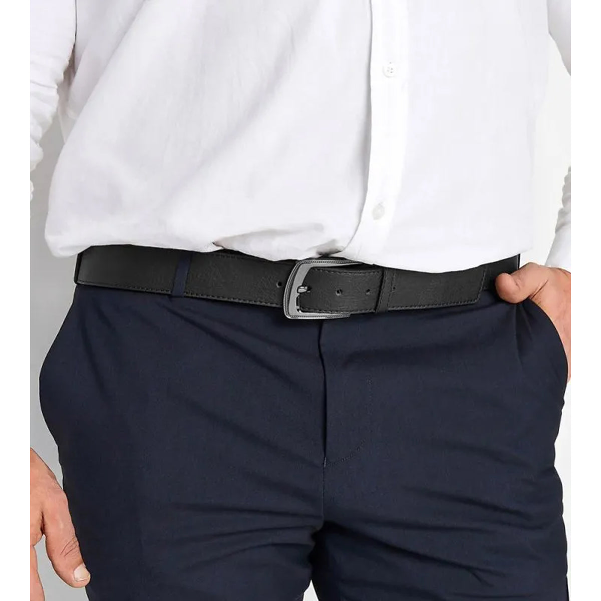 Black - Pack Shot - Duke Mens D555 Samuel Bonded Leather Buckle Waist Belt