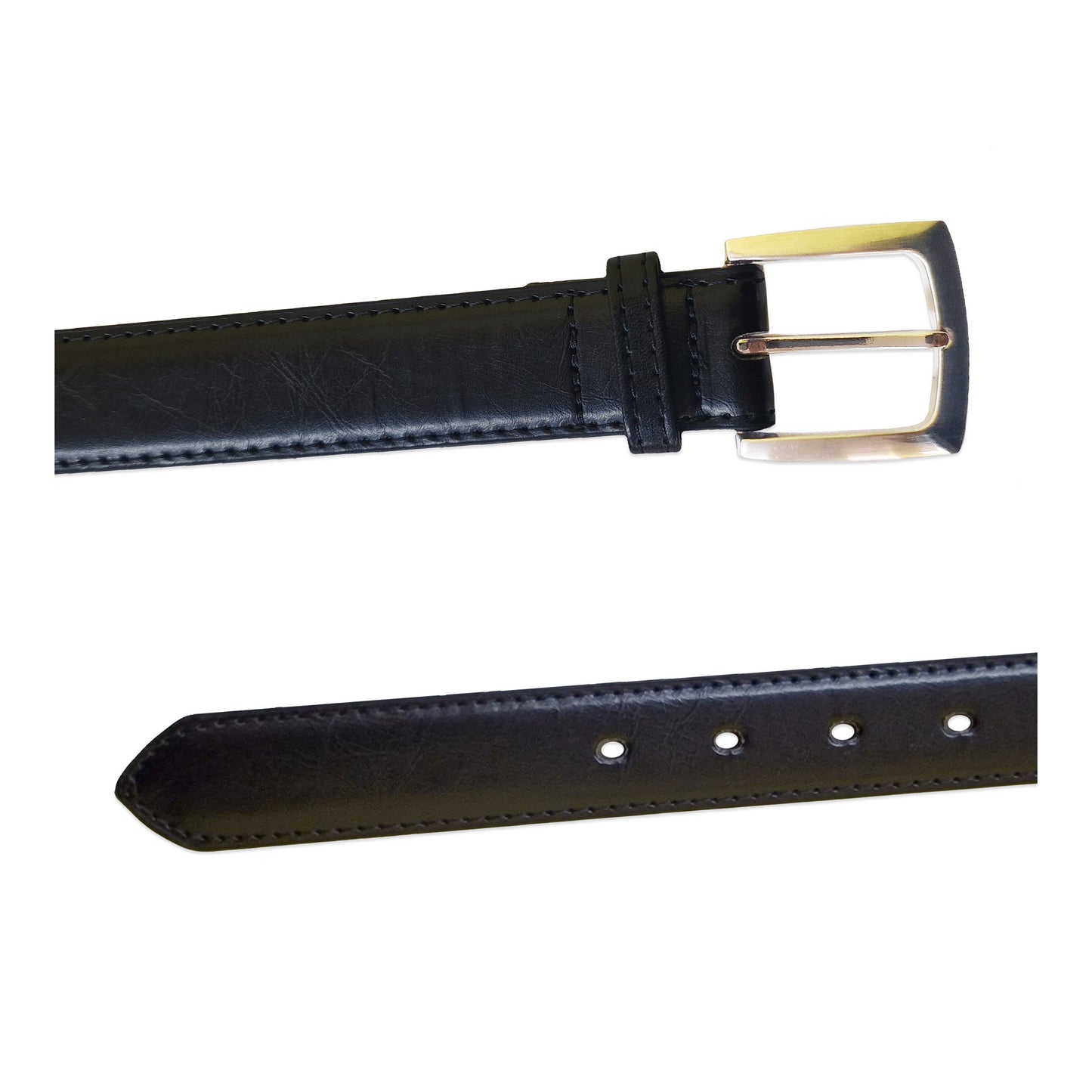 Black - Side - Duke Mens D555 Lewis Bonded Leather Square Buckle Waist Belt