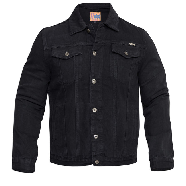 Black - Front - Duke Mens D555 London Trucker Western Denim Kingsize Jacket