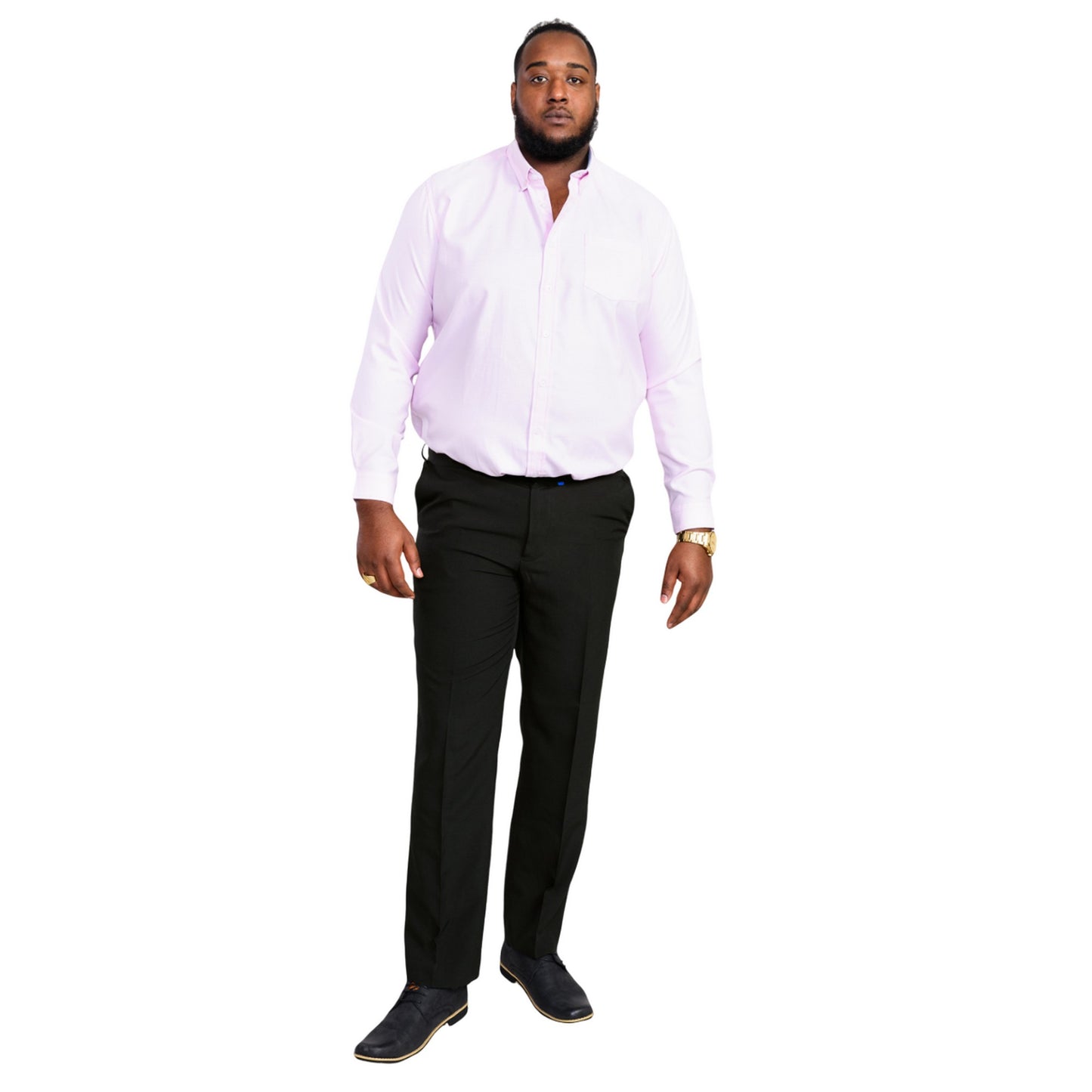 Black - Side - Duke Mens D555 Max Adjustable Waist Kingsize Trousers