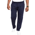 Navy - Side - Duke Mens D555 Rory Fleece Lightweight Kingsize Jogging Bottoms