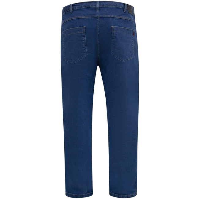 Blue - Back - Duke Mens D555 London Bailey Elasticated Waist Kingsize Jeans
