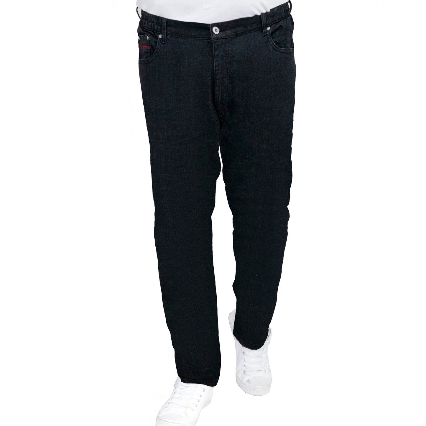 Black - Side - Duke Mens D555 London Balfour Elasticated Waist Kingsize Jeans