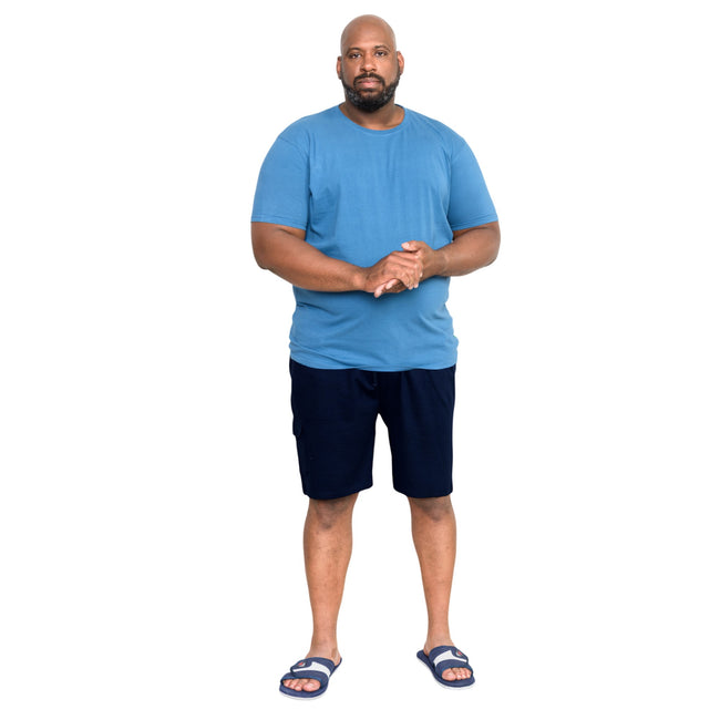 Navy - Side - Duke Mens D555 John Cotton Lightweight Kingsize Cargo Shorts