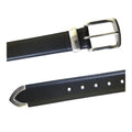 Black - Side - Duke Mens D555 Joseph Bonded Leather Metal Tip Waist Belt