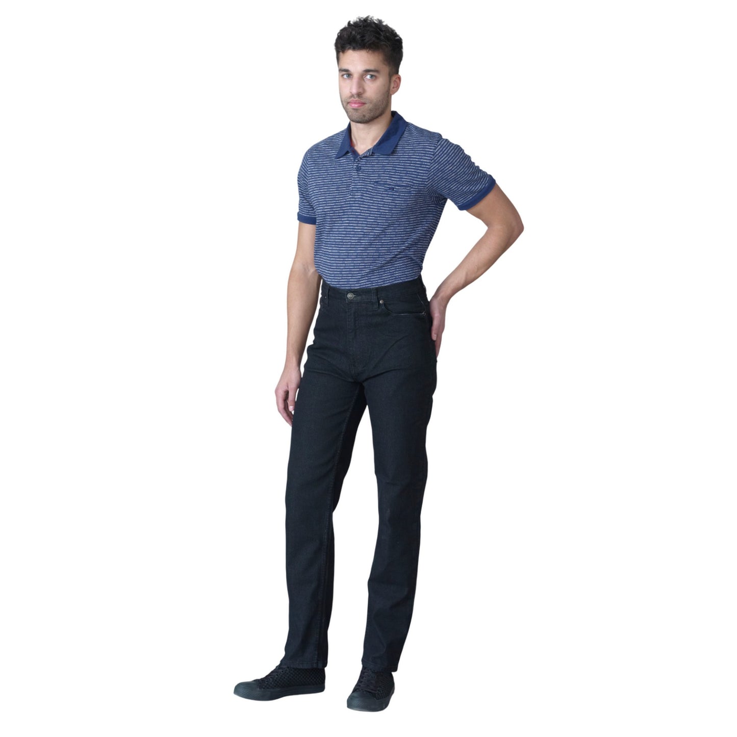 Black - Side - Duke Mens D555 Rockford Carlos Stretch Jeans