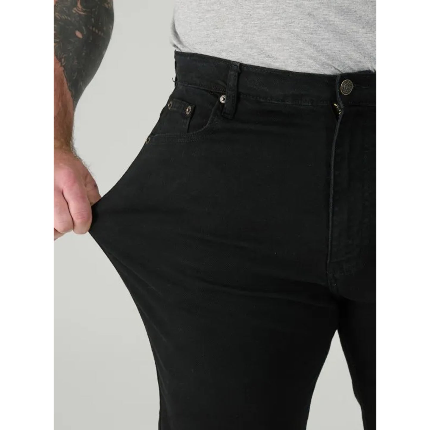 Black - Close up - Duke Mens D555 Rockford Carlos Stretch Jeans