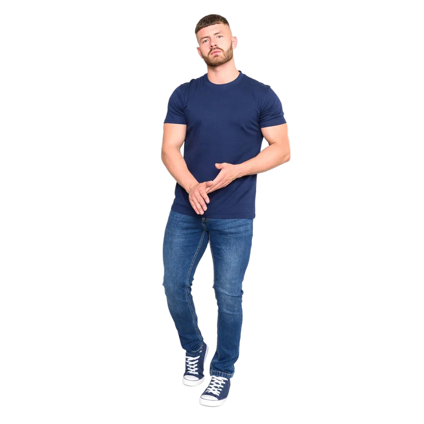Navy - Side - Duke Mens D555 Flyers 2 Crew Neck T-Shirt