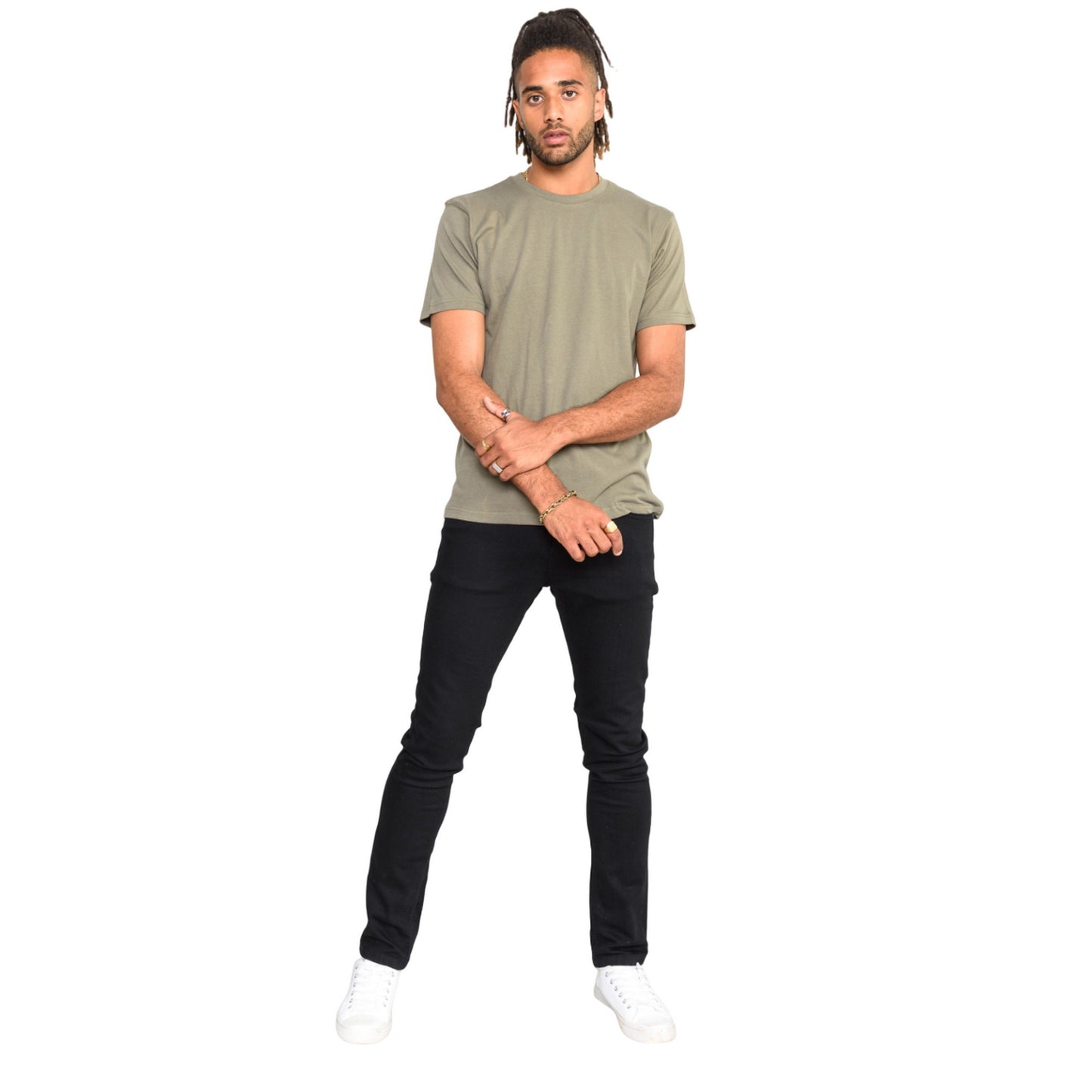 Khaki - Side - Duke Mens D555 Flyers 2 Crew Neck T-Shirt