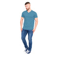 Teal - Side - Duke Mens D555 Signature 2 V Neck T-Shirt