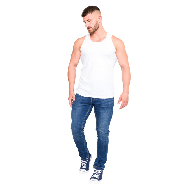 White - Side - Duke Mens D555 Fabio Tank Top
