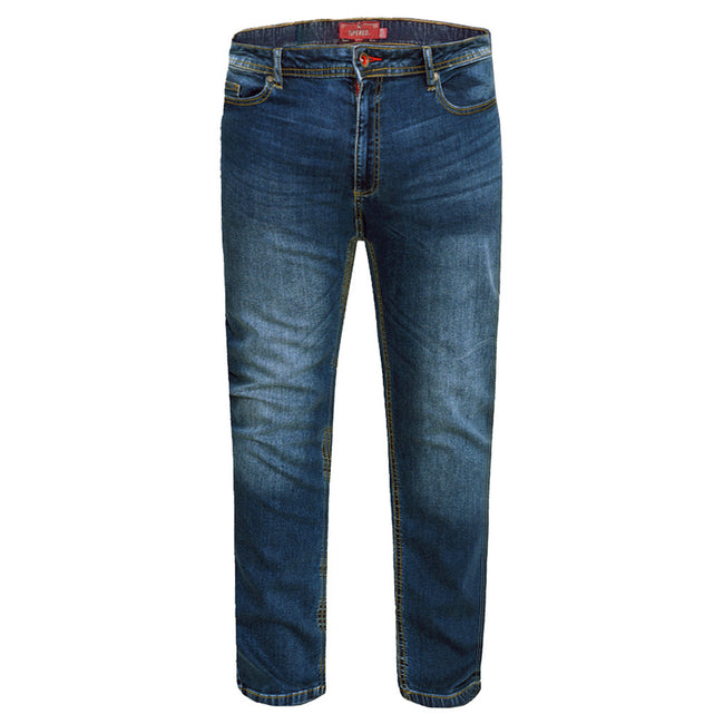 Vintage Blue - Front - Duke Mens D555 Ambrose Stretch Tapered Slim Jeans