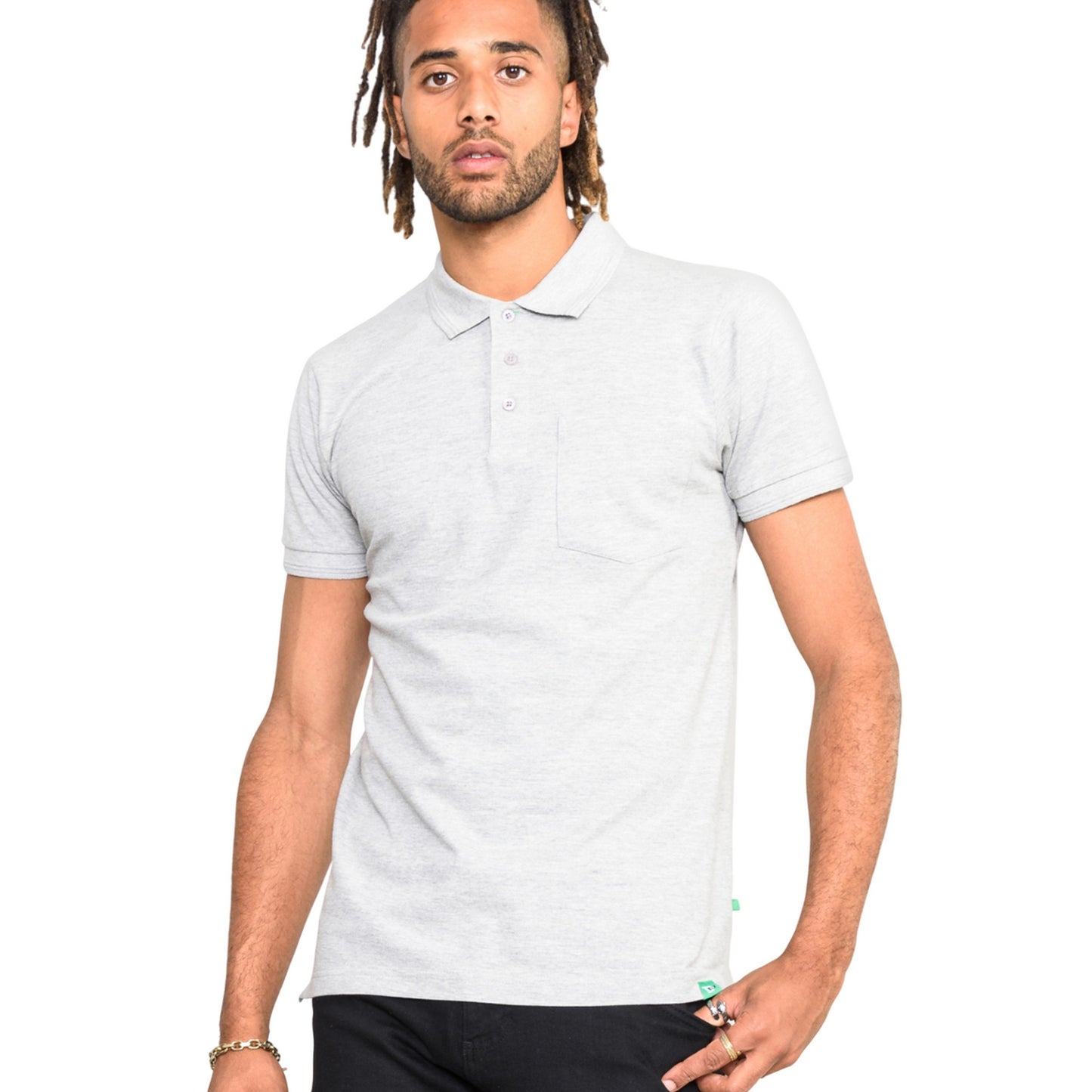 Grey Melange - Side - Duke Mens Grant Polo Shirt