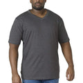 Charcoal Melange - Back - D555 Mens Signature 2 King Size Cotton V Neck T-Shirt